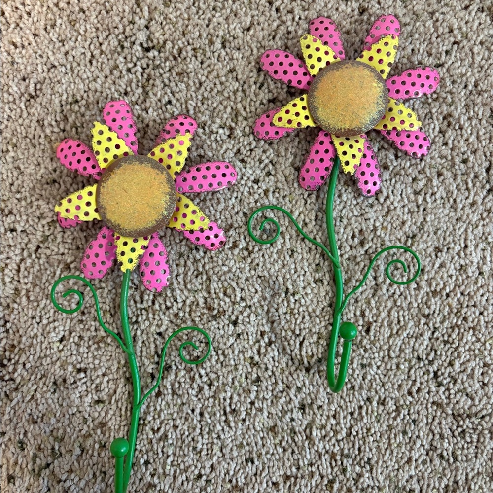Pink Yellow Metal Wall Hooks Set Kids Room Decor Nursery Coat Hooks Cute